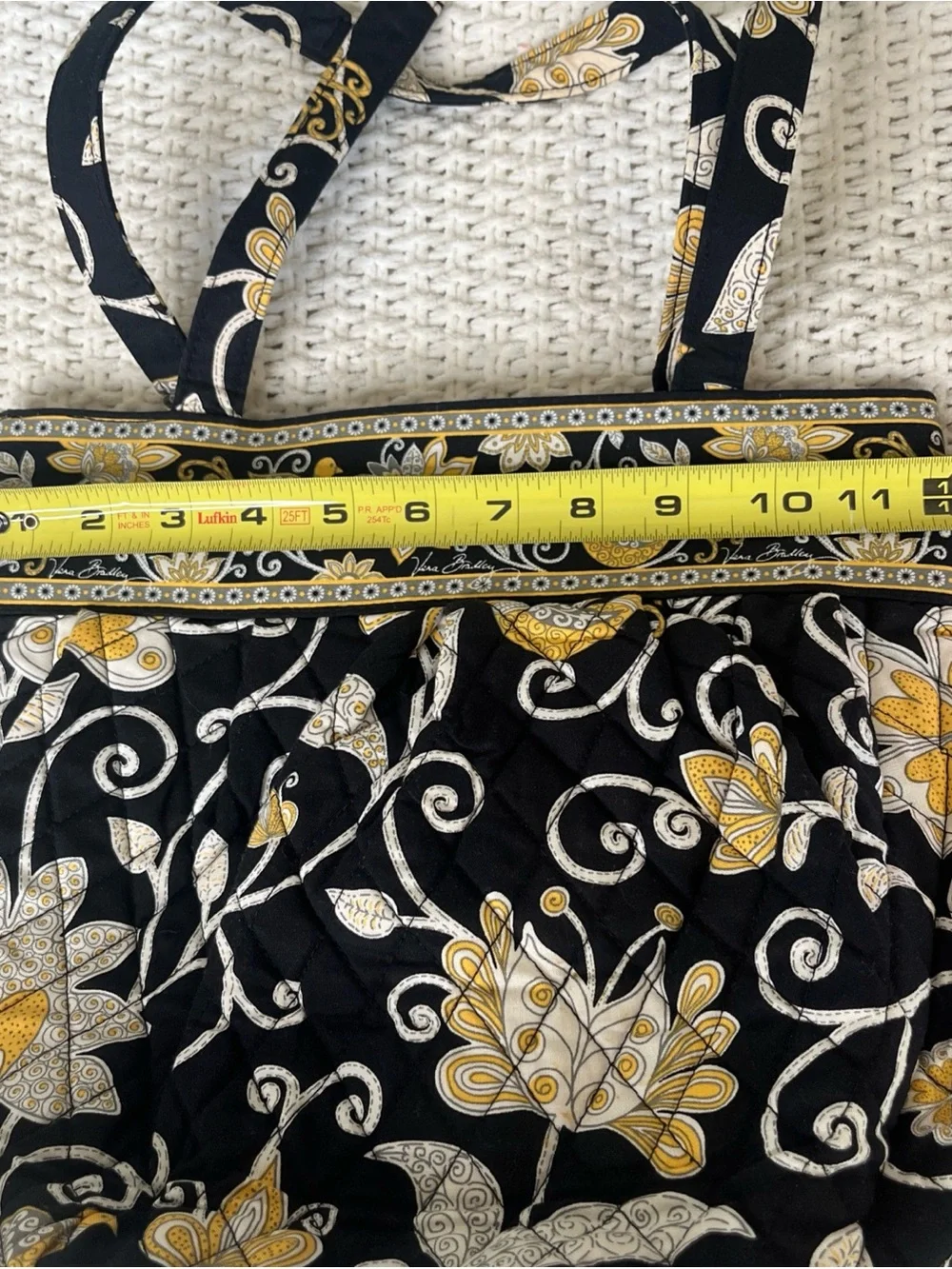 Vtg Vera Bradley Yellow Bird Floral Paisley Retired Pattern Bag Tote Quilted